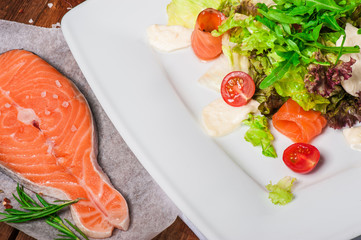 Fresh salad with salmon