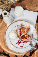 Apple strudel with milk