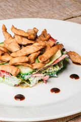 Salad with fried chicken