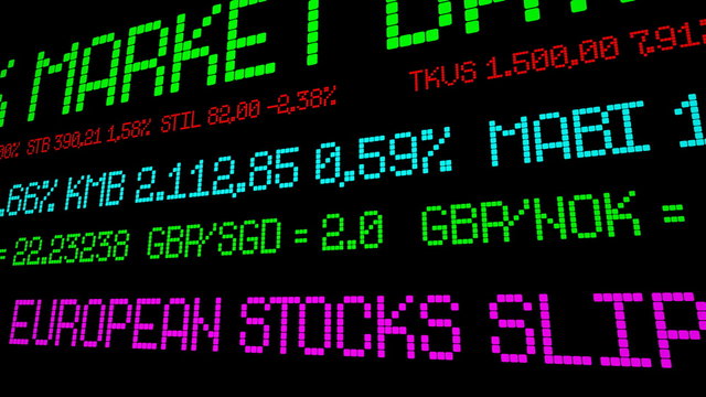 Stock market ticker Eurorean market slip