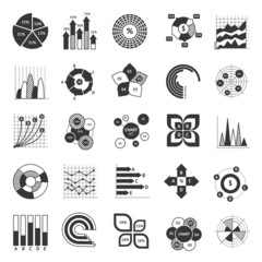Business Chart Black And White Set