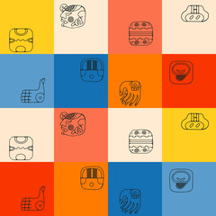 Seamless background with American Indians relics dingbats characters