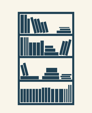 BOOKS ON SHELVES Silhouette Vector