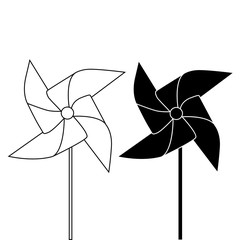 PINWHEEL OUTLINE AND SILHOUETTE illustration vector