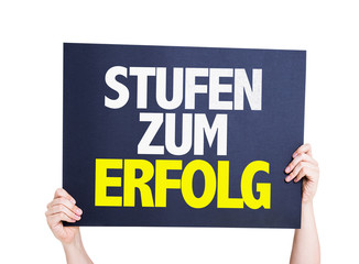 Steps to Success (in German) card isolated on white