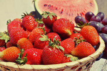 Fresh strawberries and watermelon
