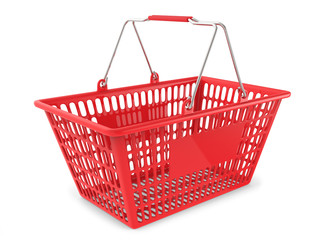 Red Shopping Cart Isolated on White Background
