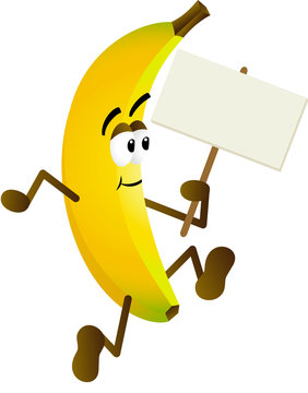 Banana holding blank signboard