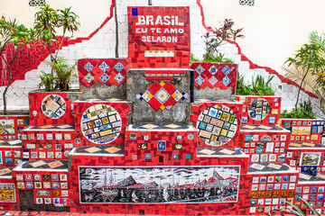 Escadaria Selaron famous public steps in Rio de Janeiro, Brazil.