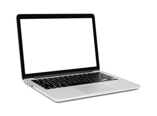 Fototapeta premium Laptop with blank screen on white