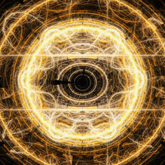 Lightning Circle Fractal Art Concpet With Shining With Platforms
