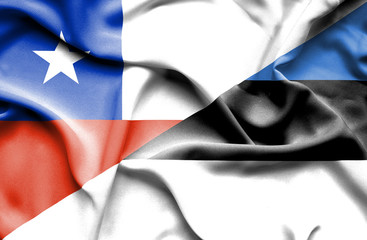 Waving flag of Estonia and Chile