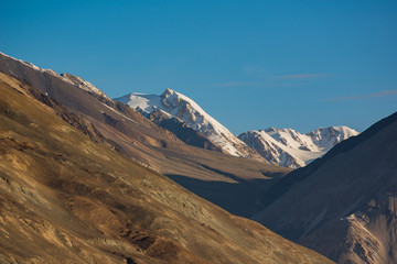 Mountain range at Pangong Lake.Light and shade from runrise.