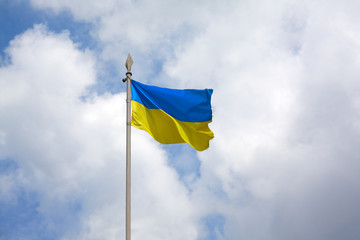 Ukraine Flag Flying Blue Yellow Sky
