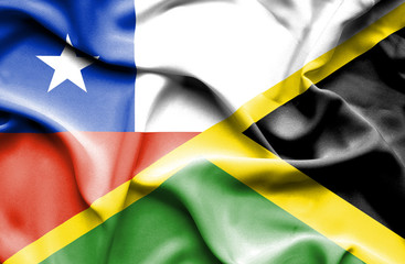 Waving flag of Jamaica and Chile