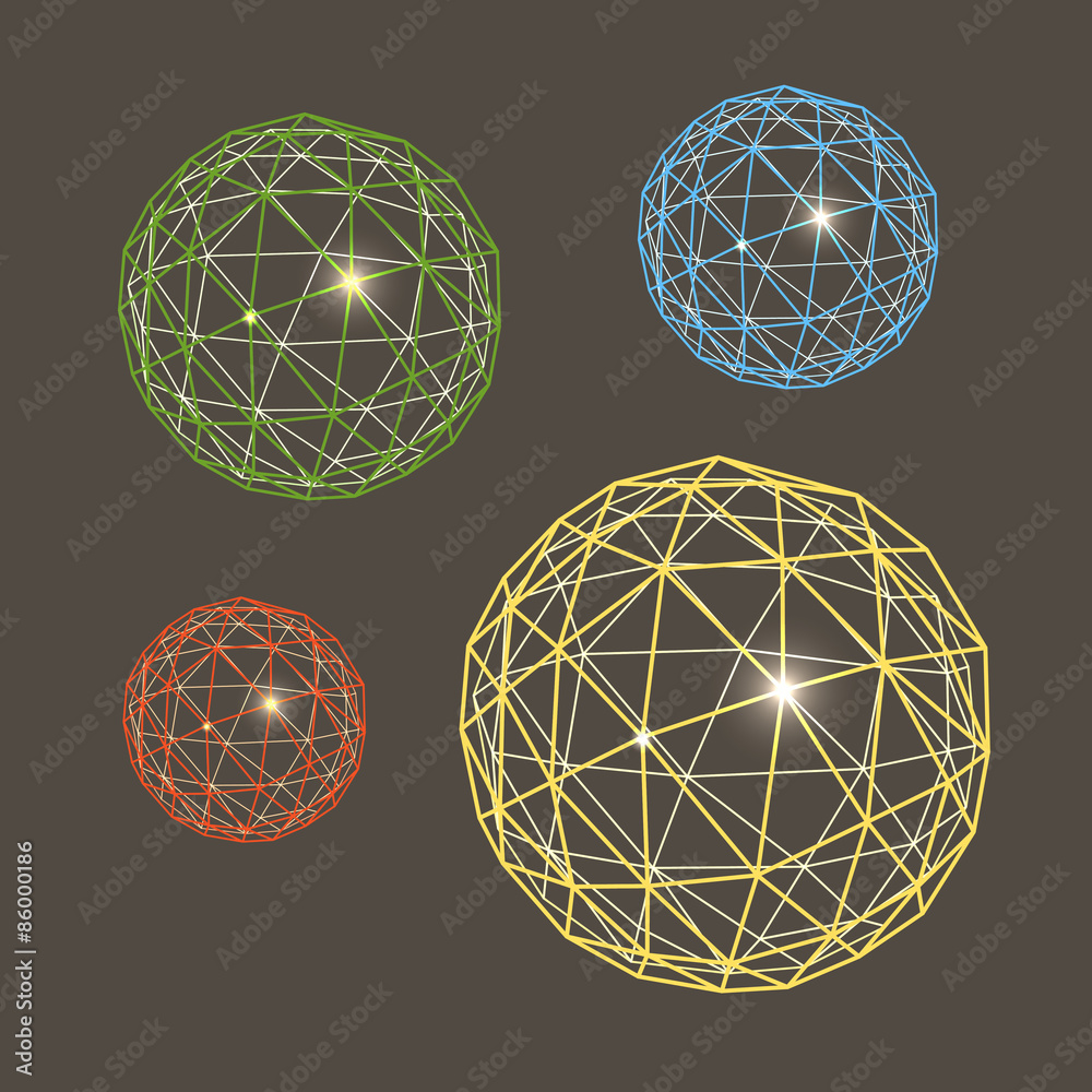 Aufkleber abstract geometric sphere collection with glowing points