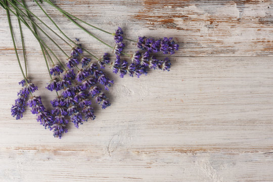lavender on vintage wood background