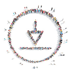  people in the shape  of  loading mark.