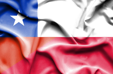 Waving flag of Poland and Chile