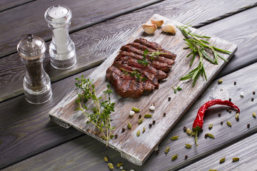 Delicious beef steak.