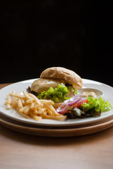 Fototapeta premium cheese burger with French fries