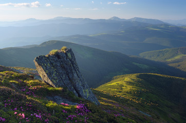 Mountain landscape with stone