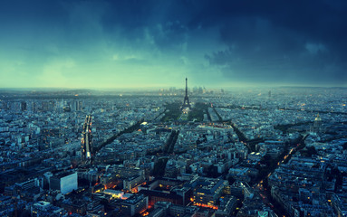 Paris skyline at sunset, France