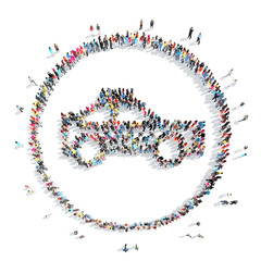 people in the shape of a police car.