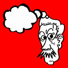 Draw of cartoon face thinking