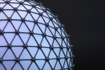 Lattice sphere. Abstract background. The blue ball. 3D.