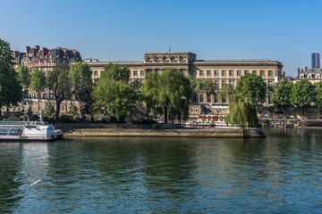 Fototapeta premium Picturesque embankments of Seine River early morning. Paris.
