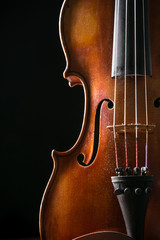 violin in vintage style, close-up