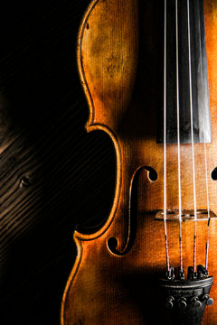 violin in vintage style, close-up