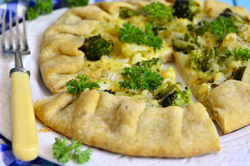 Homemade galette with broccoli,cauliflower and cheese.