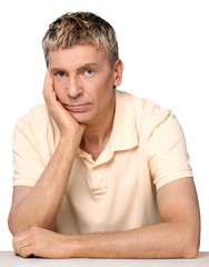 Obraz premium Men, Thinking, One Person.