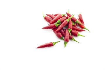 red chilli peppers on white background