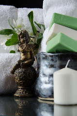 White SPA towels in a set with accessories for the bath