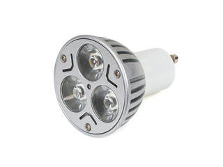 Energy saving LED light bulb on white background