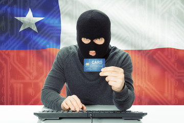 Concept of cybercrime with national flag on background - Chile