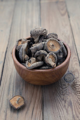 Dried Mushrooms in the bowl