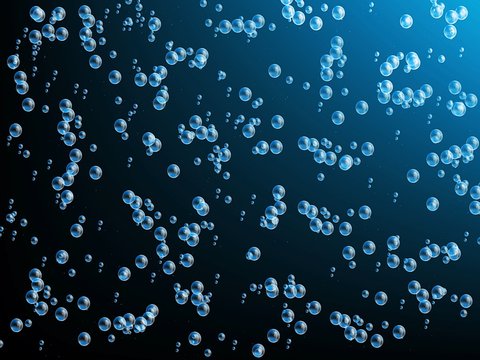 bulles d'eau sur un fond bleu