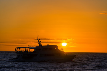 Boat Sunset Silhouette