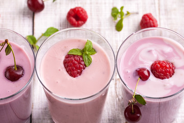fruit yogurt in the glass