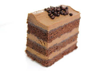 Chocolate sponge cakes on white plate.