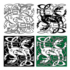 Tribal dragons with twined bodies celtic pattern