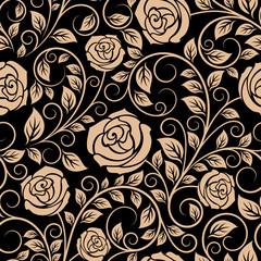 Luxury floral seamless pattern with blooming roses
