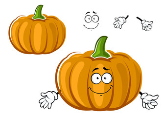 Cartoon orange ripe pumpkin vegetable character
