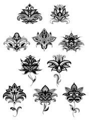 Persian ornamental paisley flowers and blossoms