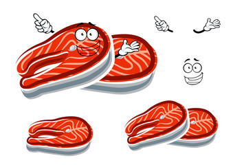 Fresh salmon steak cartoon character