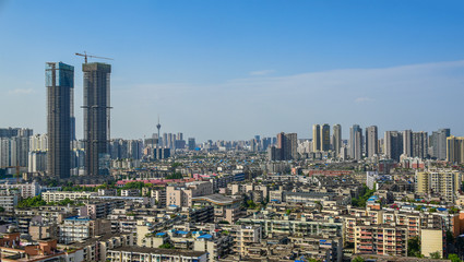 Fototapeta na wymiar CHENGDU,CHINA - May 2,2015:city panorama of chengdu,china.One of